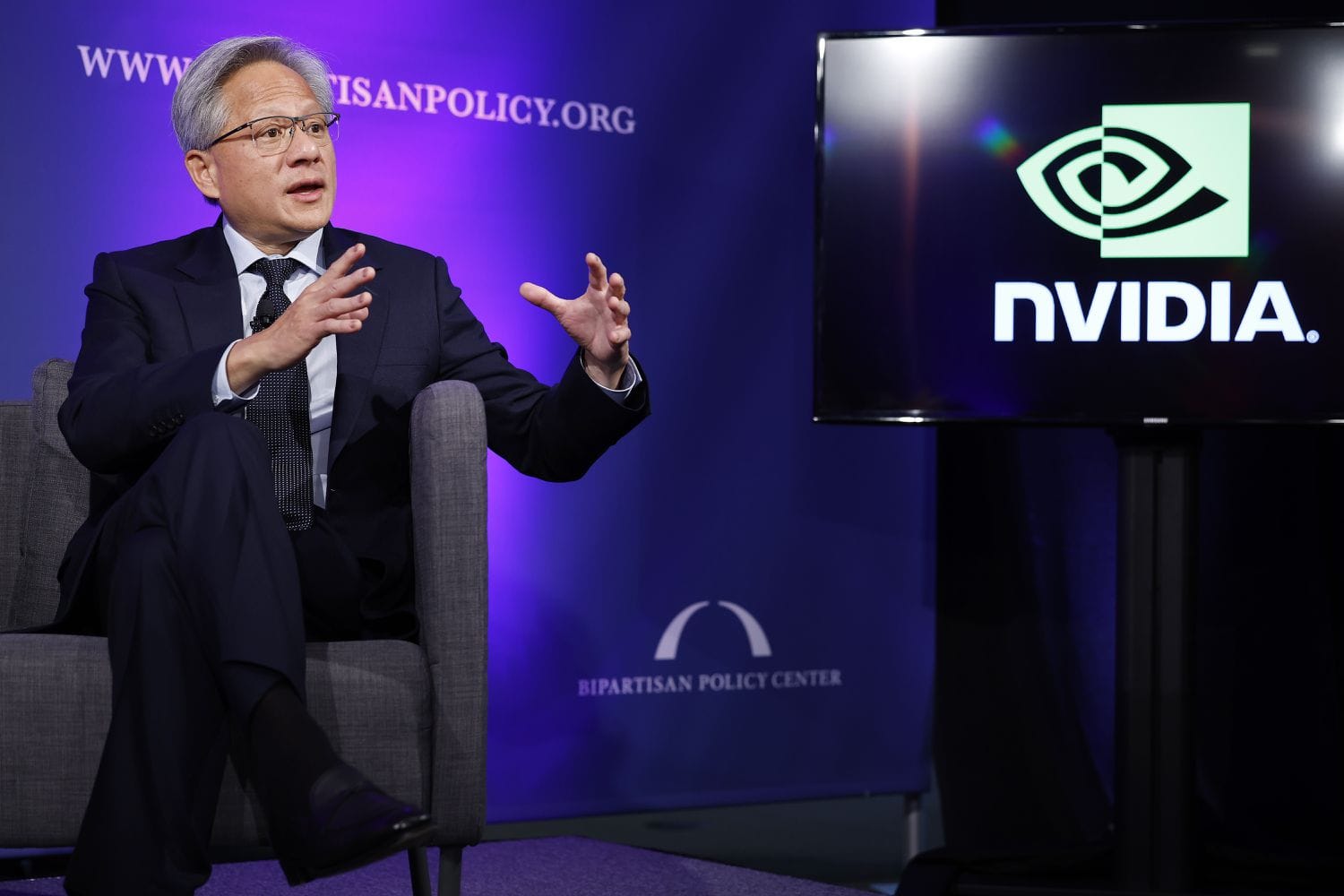 Nvidia CEO Jensen Huang at the Bipartisan Policy Center on Sept. 27, 2024 in Washington, D.C.