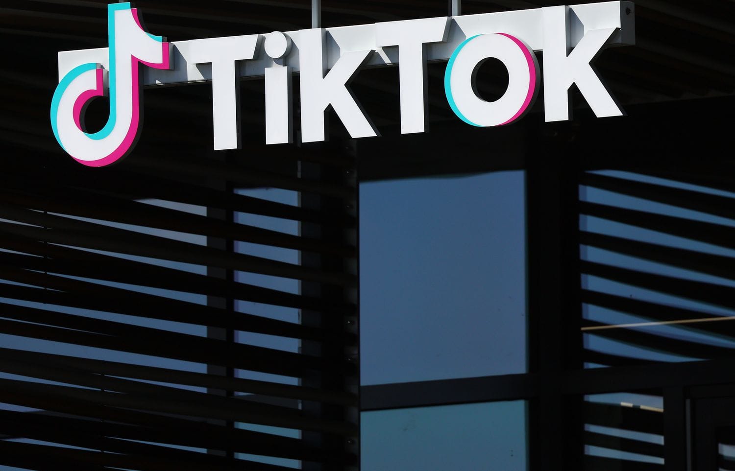 The TikTok logo on a company office.