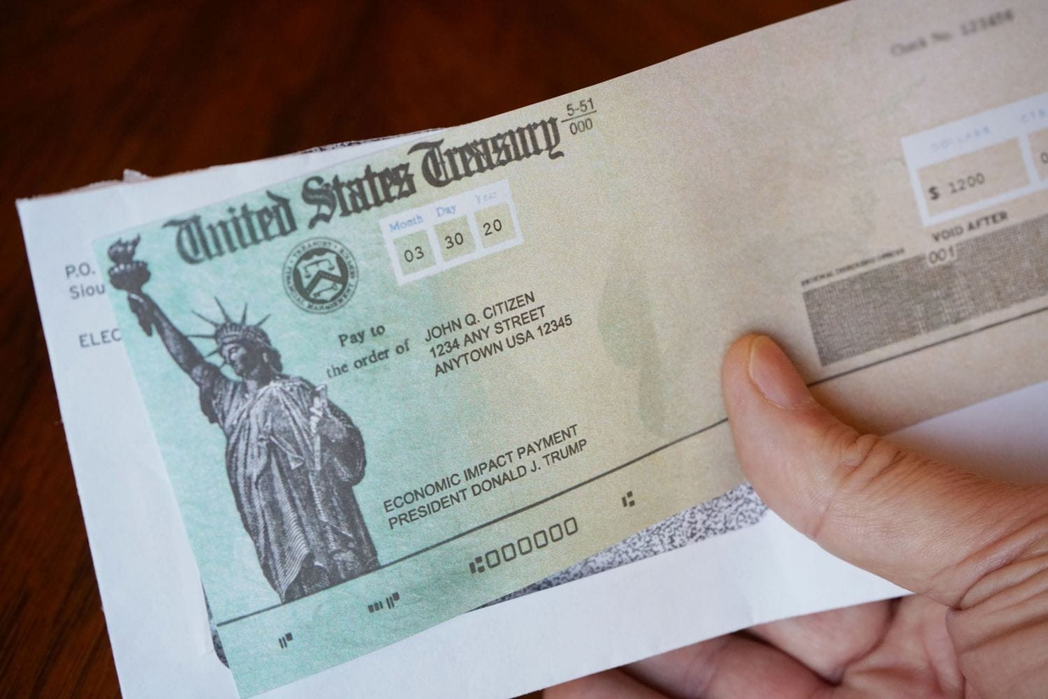 Image of a U.S. stimulus check