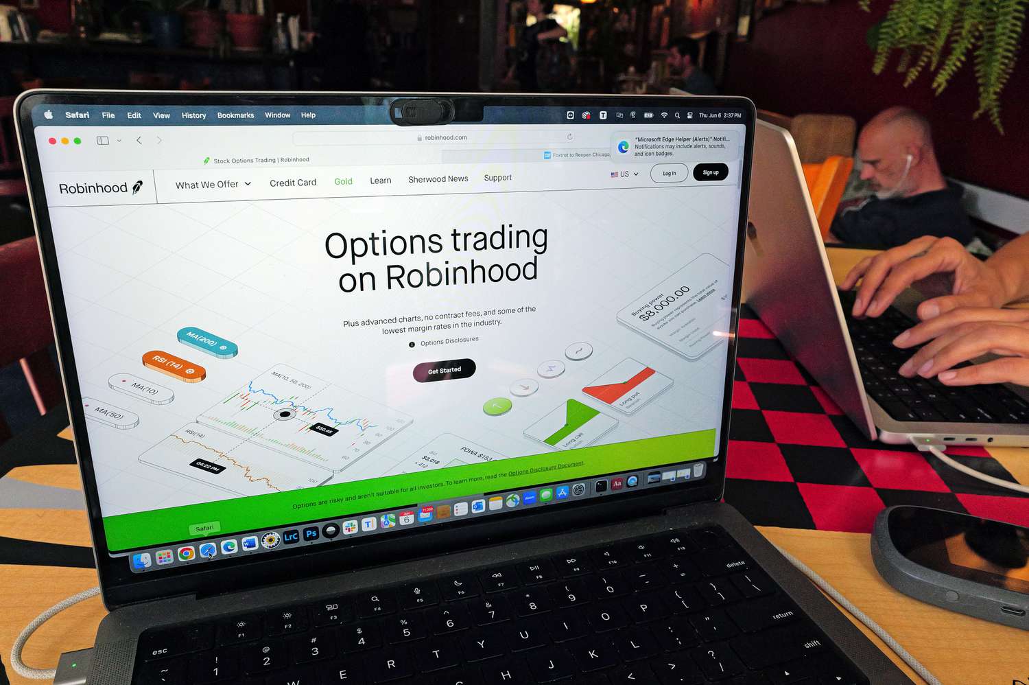 Robinhood Markets website on a computer screen