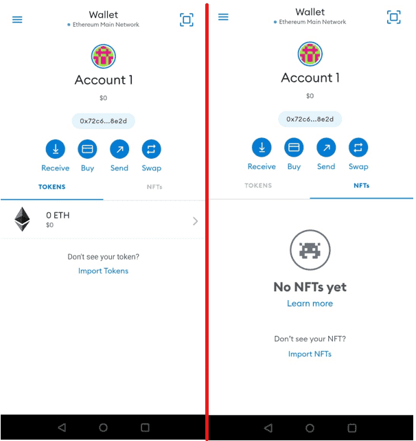 MetaMask-Mobile-Token-NFT-Display