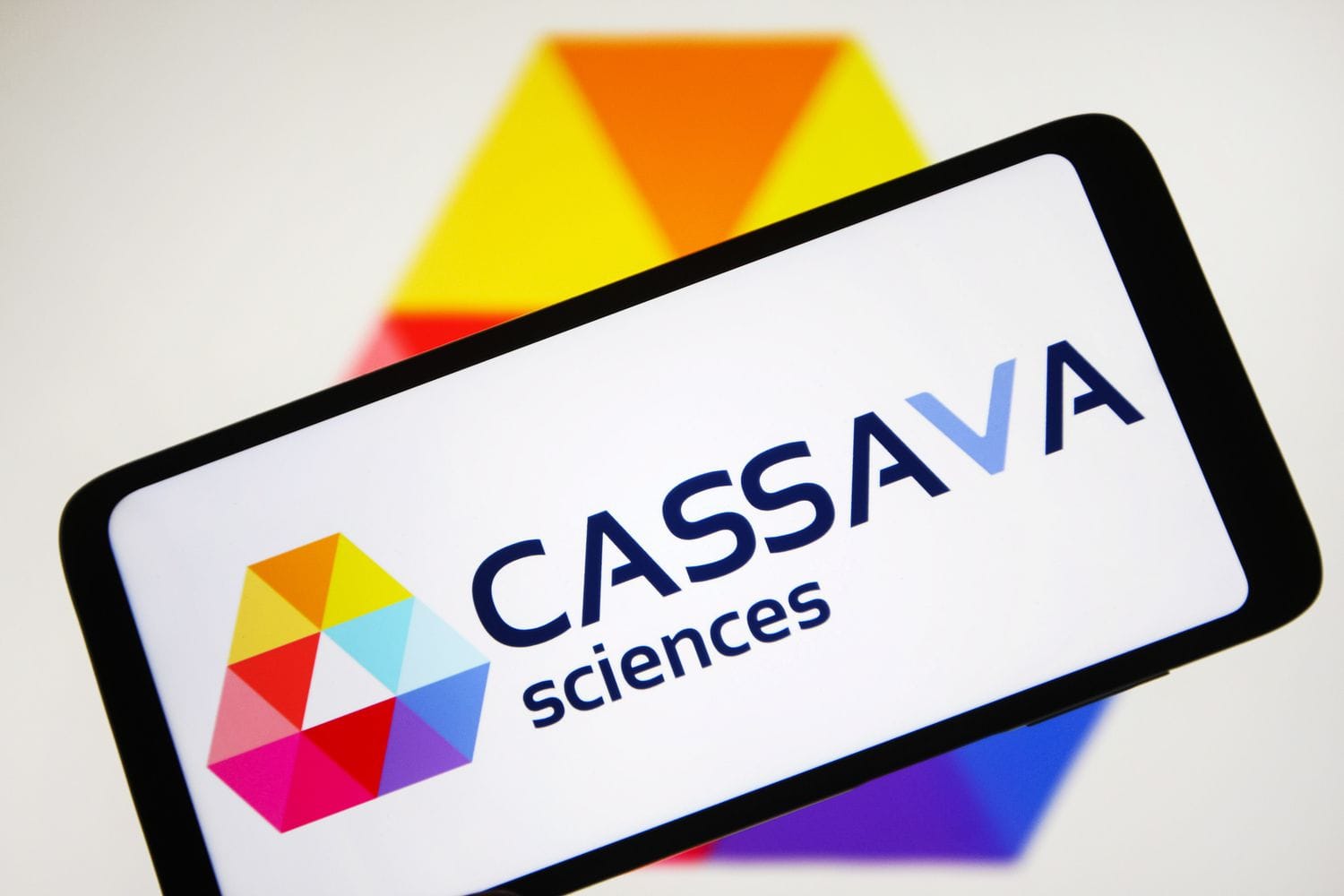 The Cassava Sciences logo on a mobile devices. 