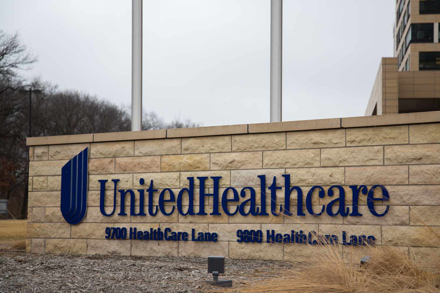 UnitedHealthcare sign in front of company headquartrs in Minnetonka, Minnesota.