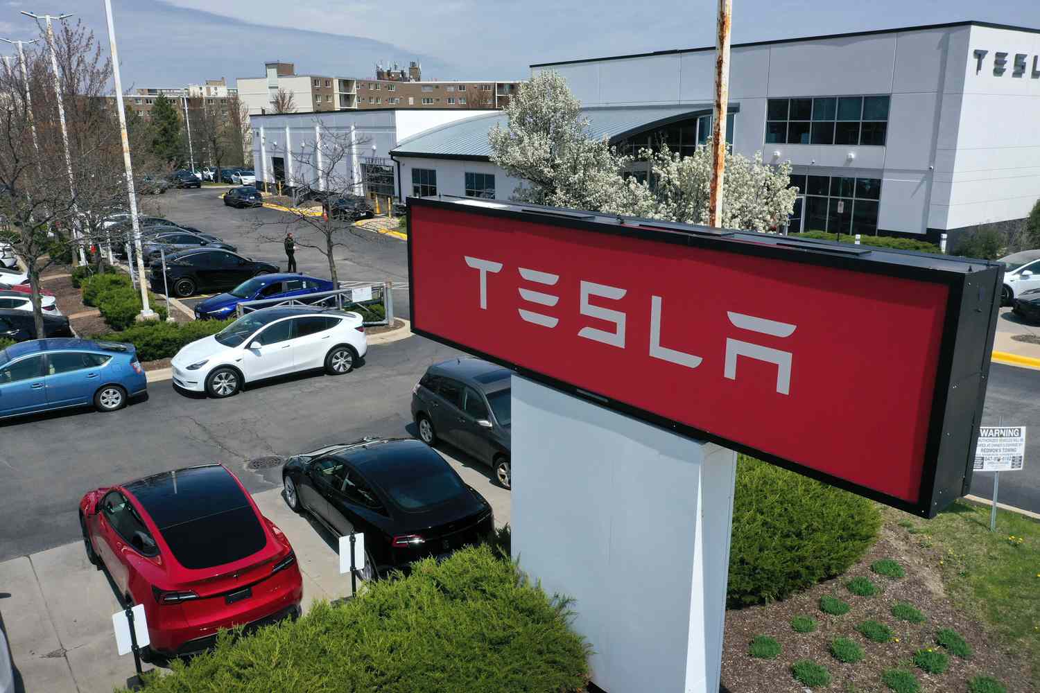 A Tesla car dealership in Schaumburg, Illinois