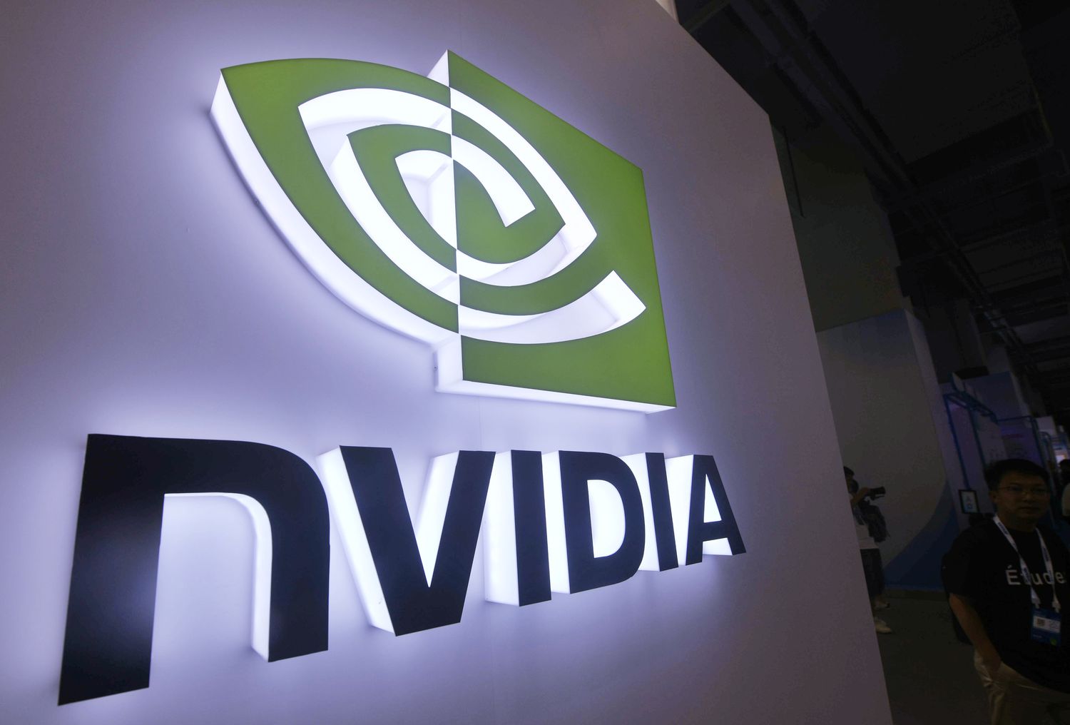 Nvidia logo on a white wall