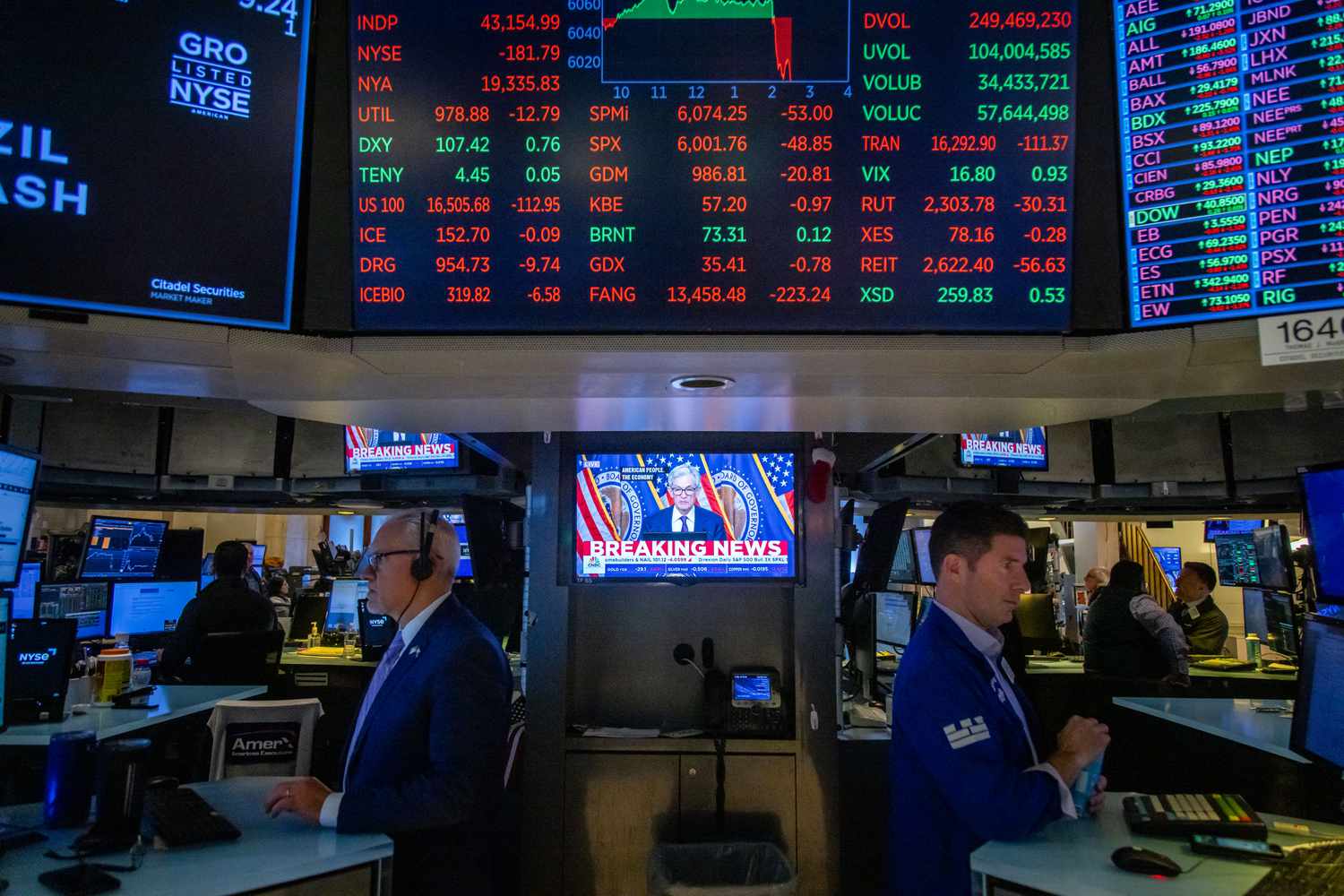 Traders work on the floor of the New York Stock Exchange