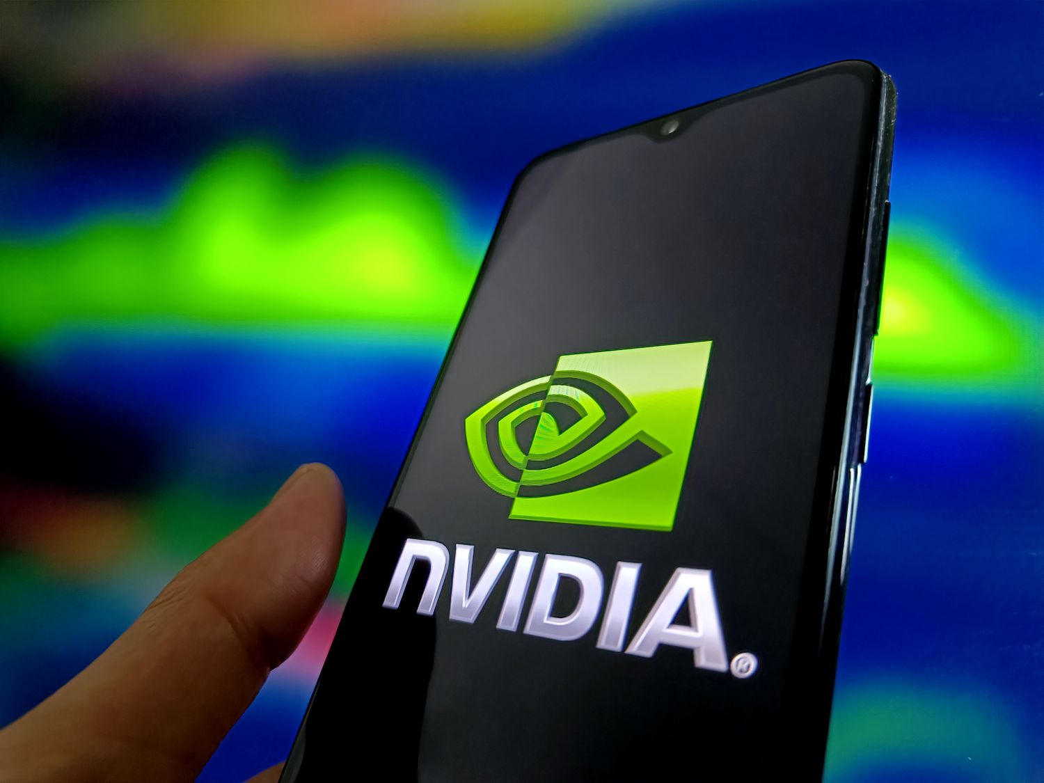 Nvidia logo on a smartphone screen