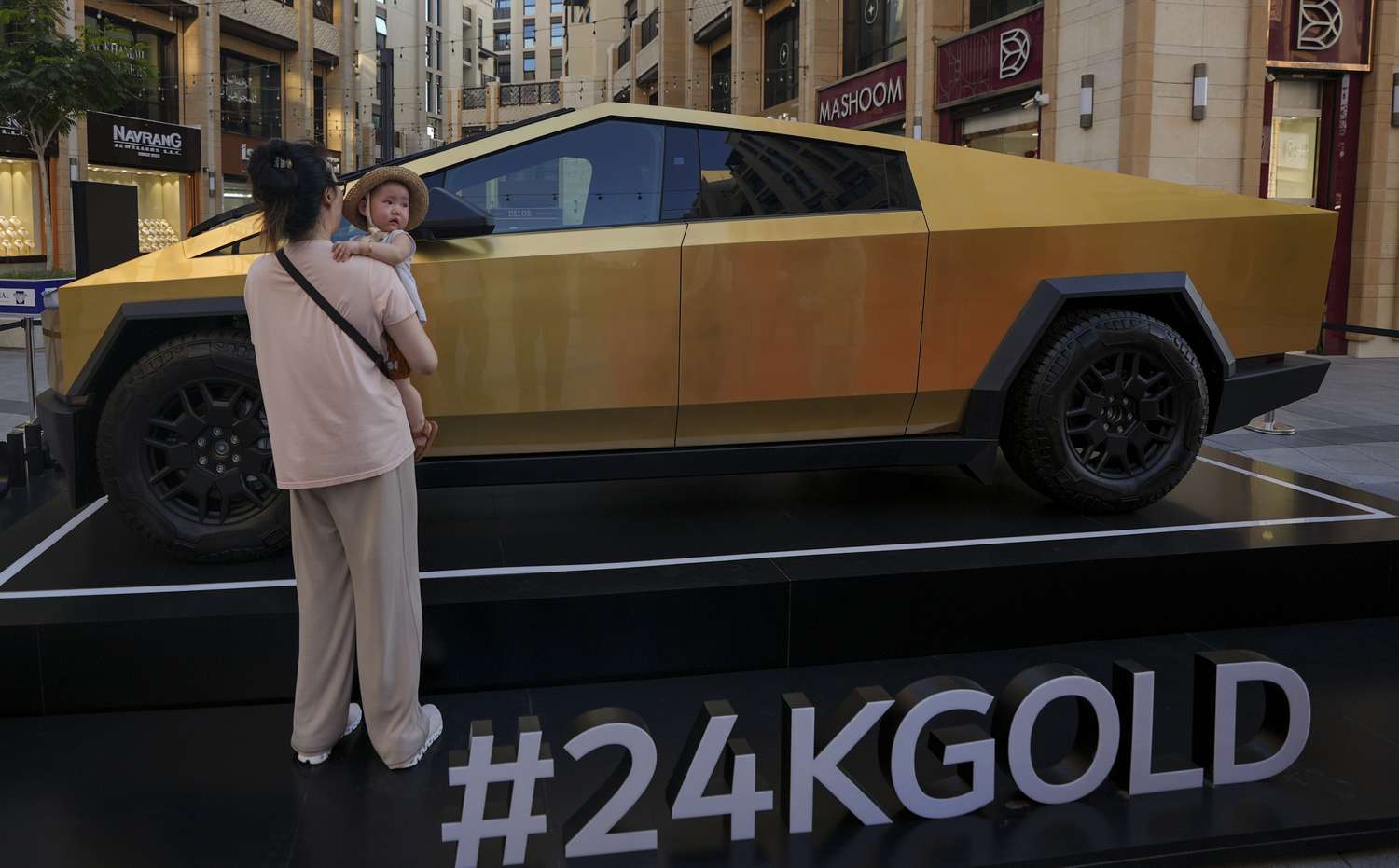 A gold-plated Tesla Cybertruck in Dubai on Nov. 27. 