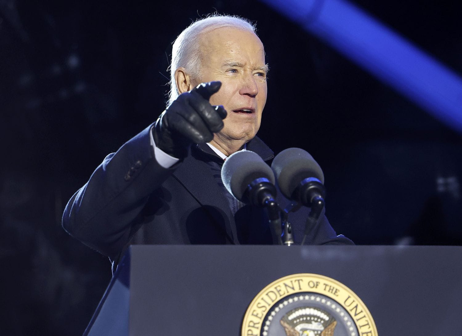 U.S. President Joe Biden speaks during the 102nd National Christmas Tree Lighting Ceremony on the Ellipse on December 05, 2024 in Washington, DC. 