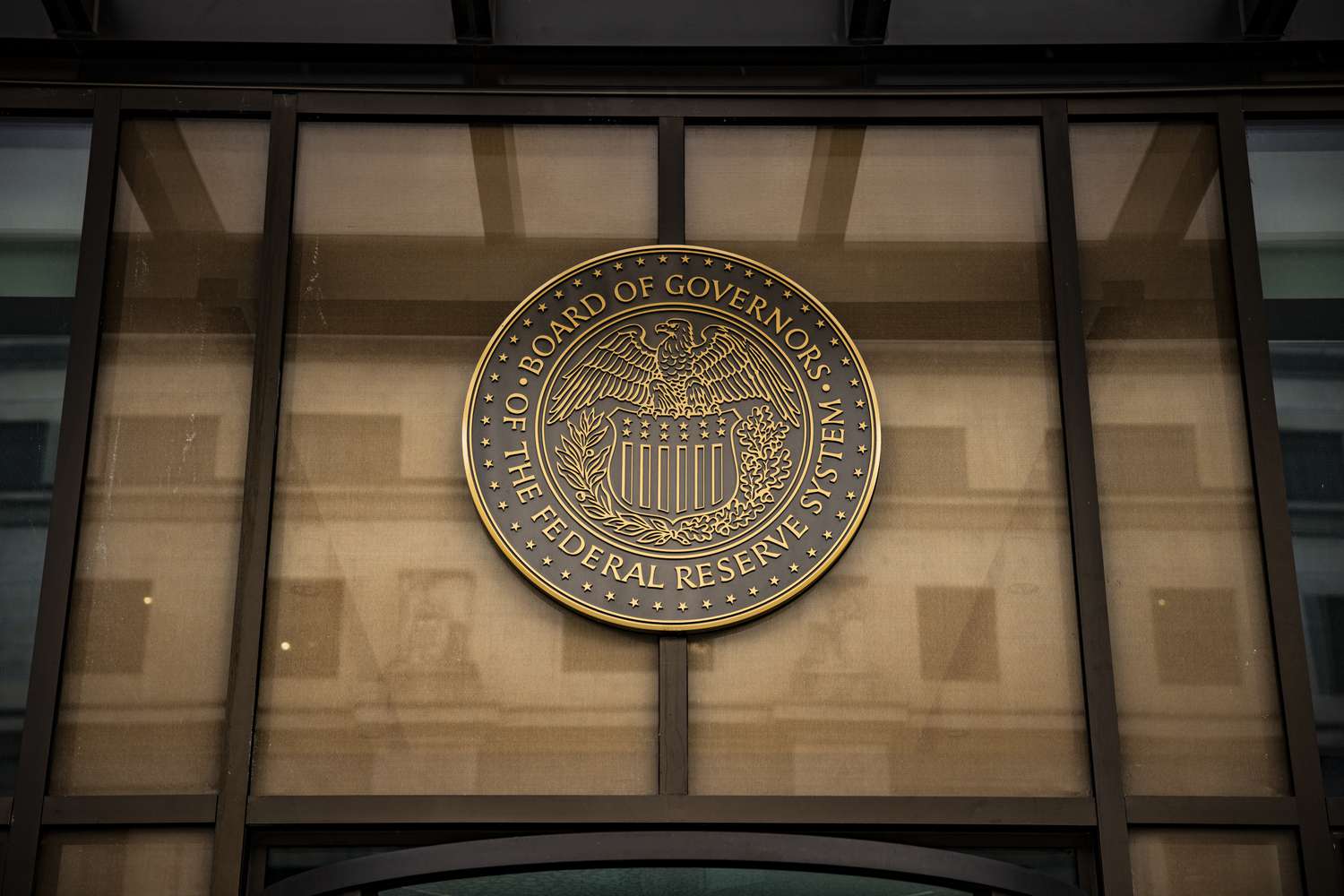 U.S. Federal Reserve Board of Governors seal at the William McChesney Martin Jr. Federal Reserve building in Washington, D.C.