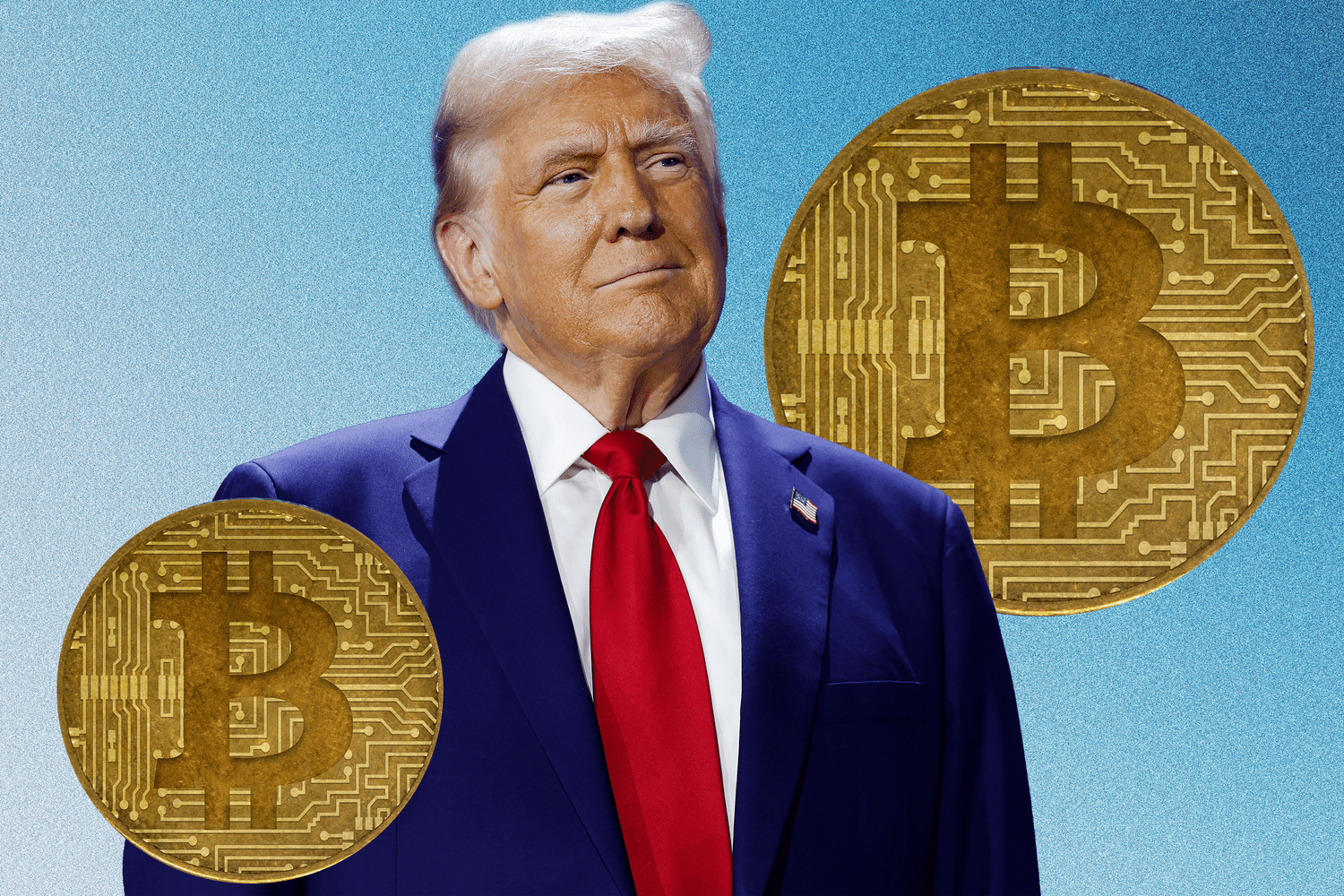 illustration of donald trump and bitcoin