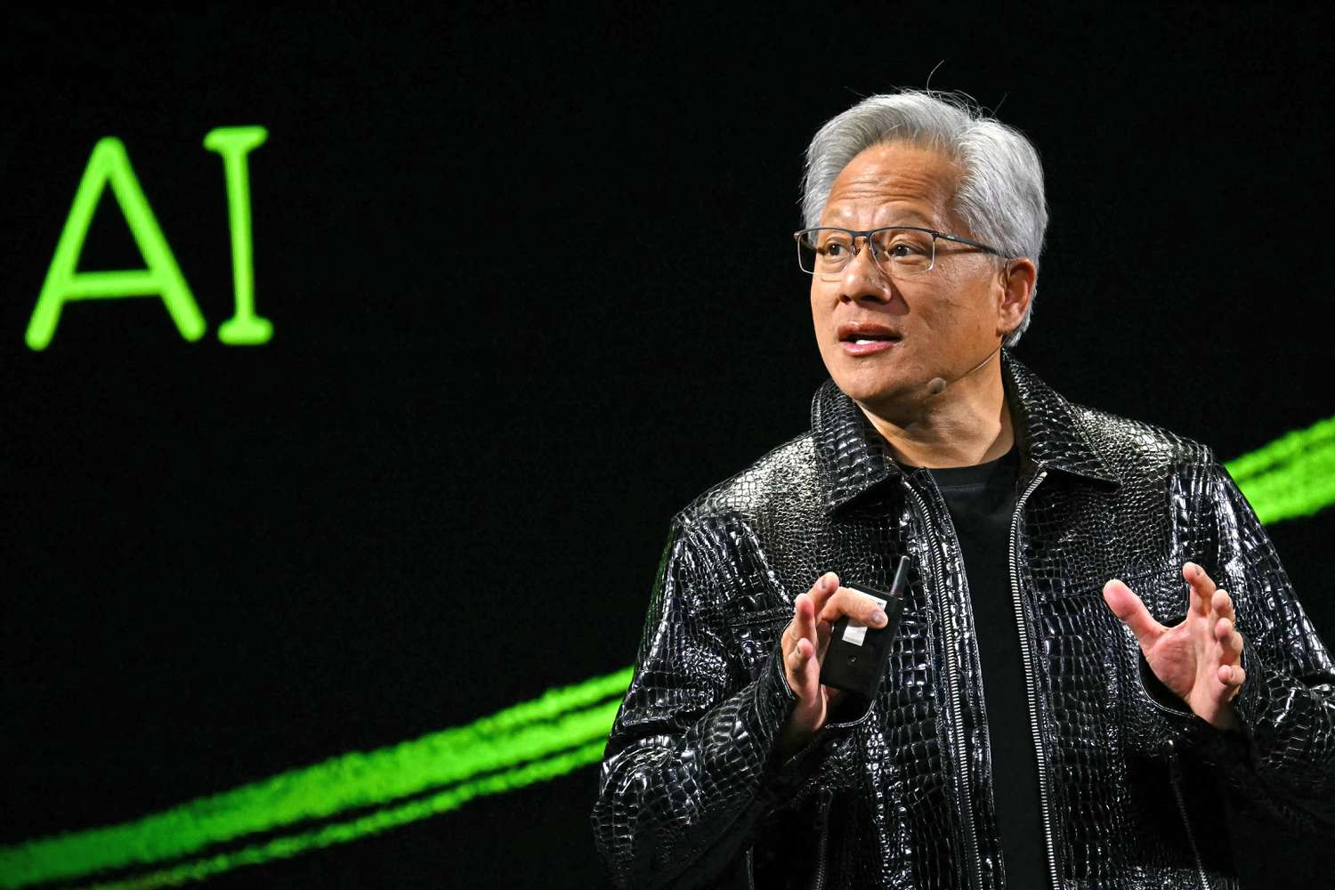 Nvidia CEO Jensen Huang delivers a keynote address at the CES trade show in Las Vegas, Nevada on Jan. 6, 2025.