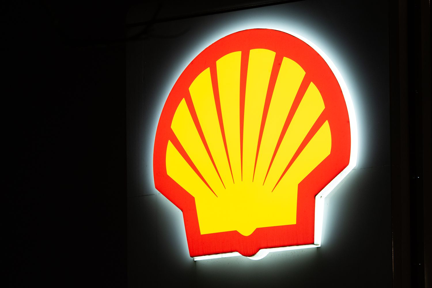 A Shell logo at a filling station 