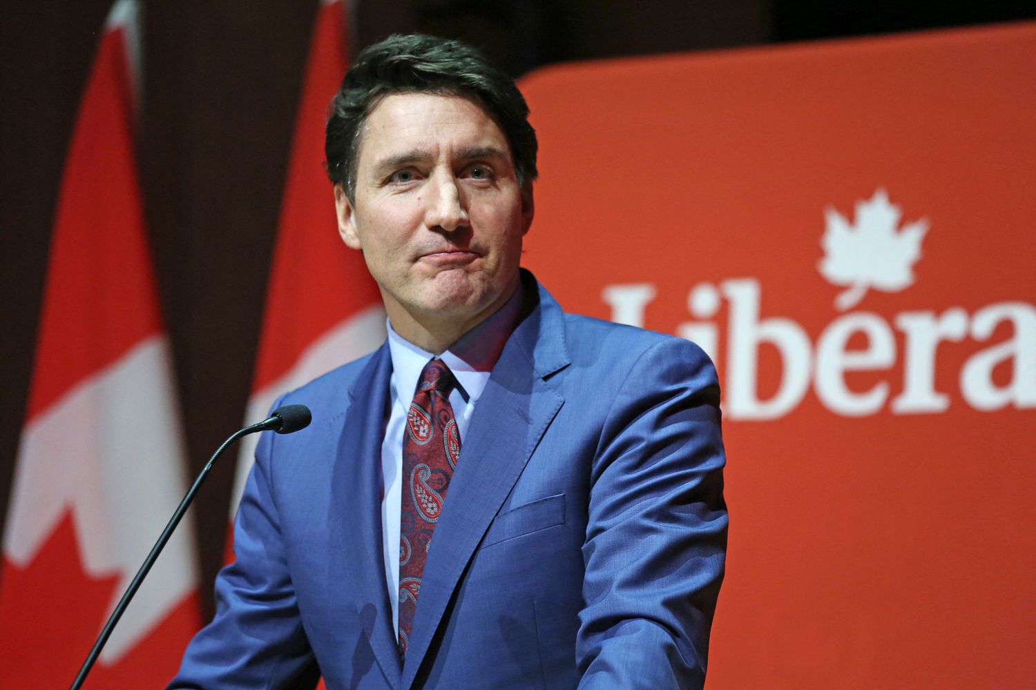 Canada's Prime Minister Justin Trudeau speaks to donors during the Laurier Club Holiday Party at the Canadian Museum of History in Gatineau, Quebec, on Dec. 16, 2024