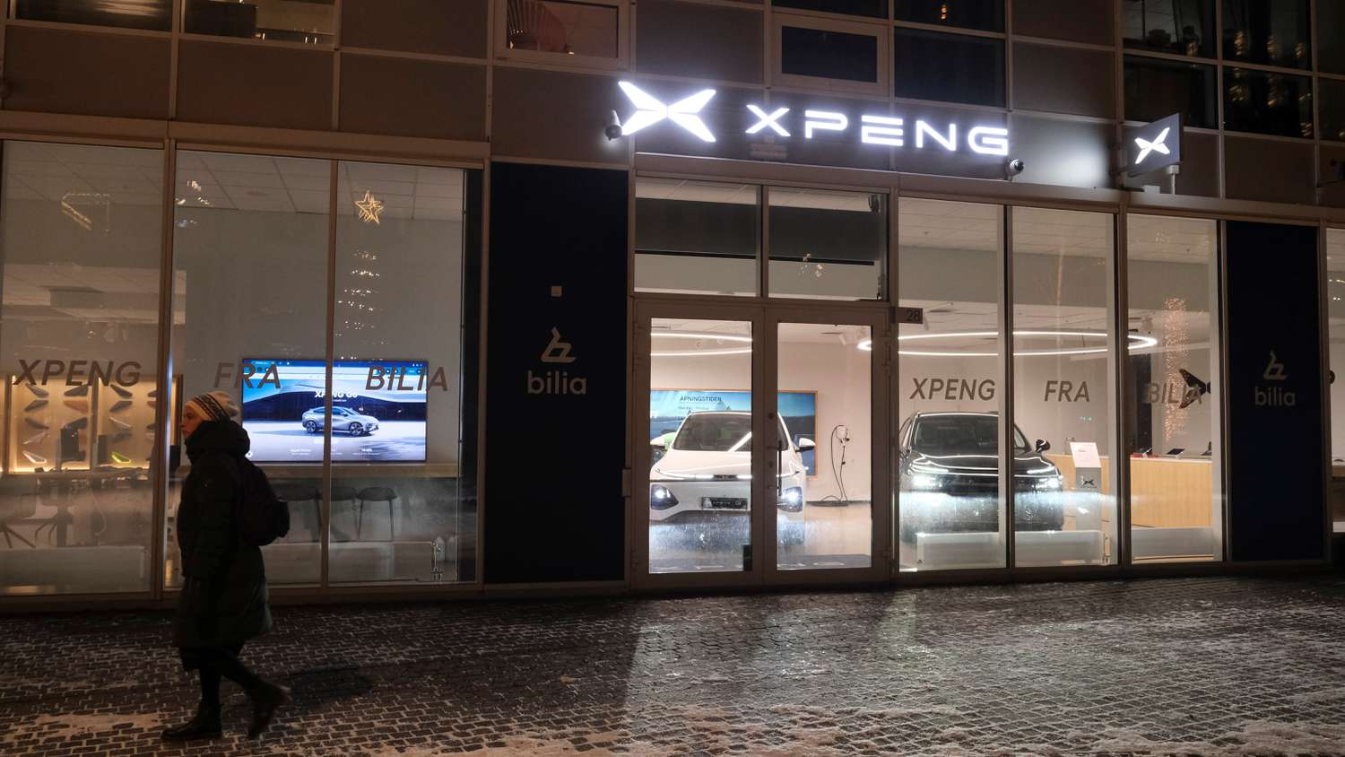 A showroom of Chinese electric vehicle maker XPeng in Oslo, capital of Norway