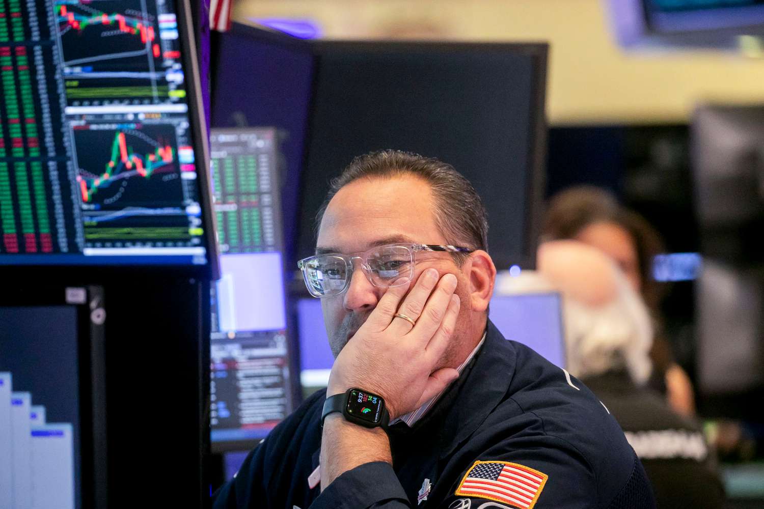 A trader works on the floor of the New York Stock Exchange (NYSE)