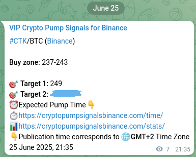 Crypto pump signal proof: Verify CTK on Binance, 25 June 2025, 22:49 Binance exchange signal proof for CTK, 25 June 2025, 22:49