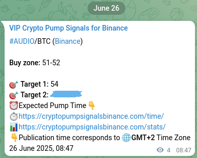 Crypto trading signal proof: AUDIO pump on Binance, 26 June 2025, 09:34 Authenticated proof of AUDIO's pump signal on Binance at 26 June 2025, 09:34
