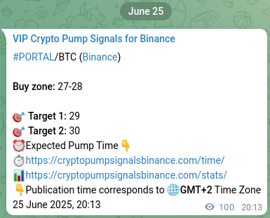 Signal verification: Confirm PORTAL pump on Binance at 26 June 2025, 13:01 Crypto trading signal proof: PORTAL pump on Binance, 26 June 2025, 13:01