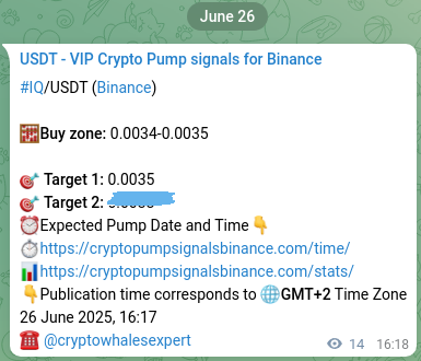 Pump Signal Proof for Binance Trading - 26 June 2025, 16:20 Crypto trading signal verification: Coin pump on Binance, 26 June 2025, 16:20