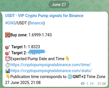 Binance pump signal data for GNS at 28 June 2025, 06:38 Binance pump signal data for GNS at 28 June 2025, 06:38
