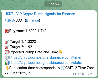 Real-time proof of GNS pump signal on Binance, 28 June 2025, 07:30 Real-time proof of GNS pump signal on Binance, 28 June 2025, 07:30