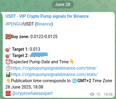 Verify the crypto pump signal confirmation for PENGU on Binance, 28 June 2025, 20:06 Crypto pump signal confirmation: PENGU on Binance, 28 June 2025, 20:06