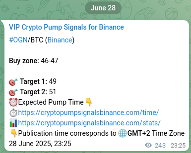 Binance exchange signal proof for OGN, 29 June 2025, 06:10