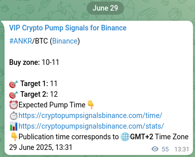 Crypto pump signal proof: ANKR on Binance, 29 June 2025, 15:03