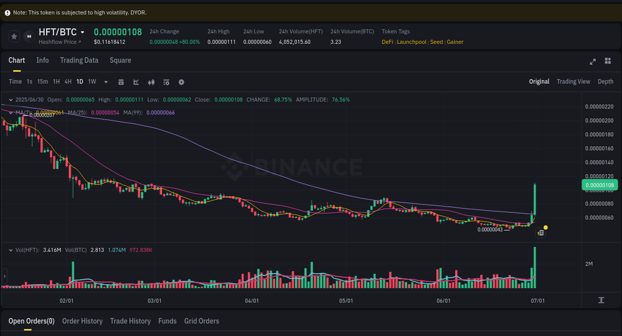 Explore the HFT price surge report from Binance, timestamp: 30 June 2025, 23:00 Real-time report of HFT pump on Binance, 30 June 2025, 23:00