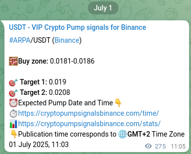 Crypto market signal proof: ARPA pump on Binance, 01 July 2025, 18:41 Crypto market signal proof: ARPA pump on Binance, 01 July 2025, 18:41