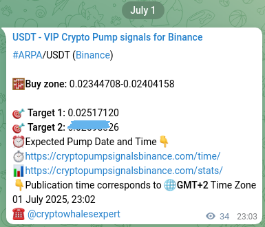 Discover the authenticated ARPA pump signal on Binance, 01 July 2025, 23:58 Authenticated ARPA pump signal on Binance, 01 July 2025, 23:58