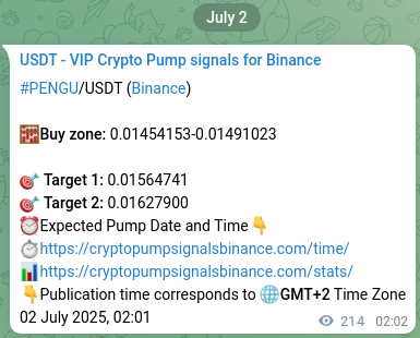 Learn about the PENGU pump signal confirmation from Binance, 02 July 2025, 07:58 PENGU pump signal confirmation from Binance, timestamp: 02 July 2025, 07:58