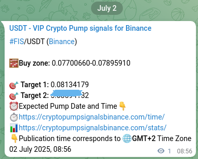 View the signal proof for FIS pump on Binance at 02 July 2025, 08:58 Signal proof for FIS pump on Binance at 02 July 2025, 08:58