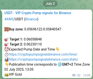 See the trading signal proof for AWE on Binance, 02 July 2025, 14:32 Trading signal proof for AWE on Binance, 02 July 2025, 14:32