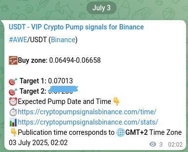 Explore the AWE pump signal verification from Binance, timestamp: 03 July 2025, 02:06 AWE pump signal verification from Binance, timestamp: 03 July 2025, 02:06