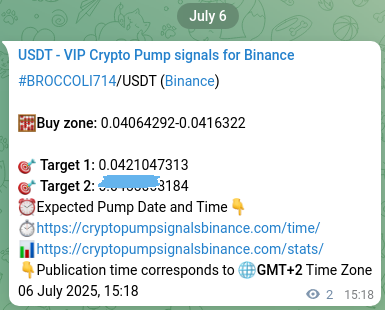 See the authenticated proof of BROCCOLI714's pump signal on Binance, 06 July 2025, 15:22 Authenticated proof of BROCCOLI714's pump signal on Binance, 06 July 2025, 15:22