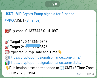 View the proof of PIVX pump signal on Binance at 08 July 2025, 13:06 Proof of PIVX pump signal on Binance at 08 July 2025, 13:06