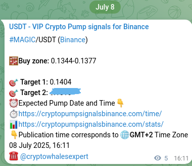 Confirm the trading signal for MAGIC pump on Binance at 08 July 2025, 16:19 Trading signal confirmation: MAGIC pump on Binance at 08 July 2025, 16:19