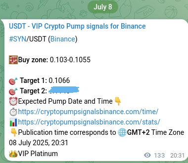 View the proof of SYN pump signal on Binance at 09 July 2025, 00:12 Proof of SYN pump signal on Binance at 09 July 2025, 00:12