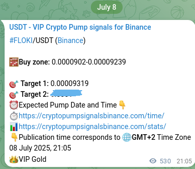 Binance pump signal data for FLOKI at 09 July 2025, 11:48 Binance pump signal data for FLOKI at 09 July 2025, 11:48