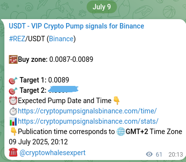 View the signal proof for REZ pump on Binance at 09 July 2025, 21:52 Signal proof for REZ pump on Binance at 09 July 2025, 21:52