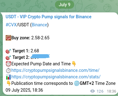 Confirm the crypto trading signal for CVX pump on Binance, 09 July 2025, 22:06 Crypto trading signal confirmation: CVX pump on Binance, 09 July 2025, 22:06
