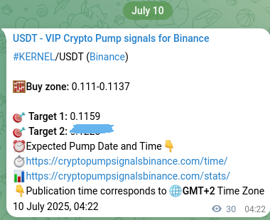 View the trading signal verification for KERNEL pump from Binance, 10 July 2025, 05:10 Trading signal verification: KERNEL pump from Binance, 10 July 2025, 05:10