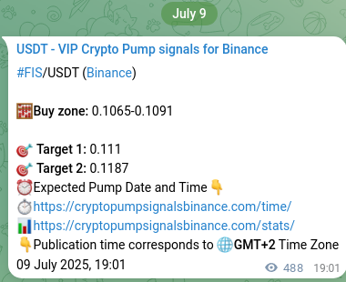 Learn about the FIS pump signal confirmation from Binance, 10 July 2025, 08:35 FIS pump signal confirmation from Binance, timestamp: 10 July 2025, 08:35