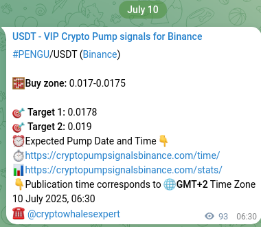 Verify the crypto signal proof for PENGU on Binance, 10 July 2025, 09:05 Crypto signal proof: PENGU pump on Binance, 10 July 2025, 09:05