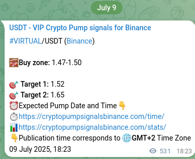 Check the Binance signal verification for VIRTUAL pump, 10 July 2025, 09:06 Binance signal verification for VIRTUAL pump, 10 July 2025, 09:06