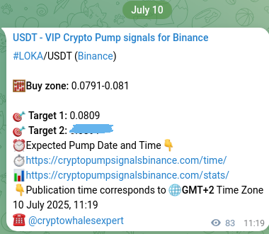Verify the crypto signal for LOKA on Binance, 10 July 2025, 13:38 Crypto signal verification: LOKA on Binance, 10 July 2025, 13:38
