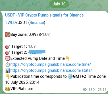 Crypto pump signal analytics for WLD on Binance, 11 July 2025, 02:50 Crypto pump signal analytics for WLD on Binance, 11 July 2025, 02:50