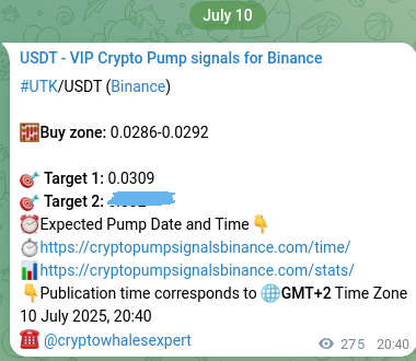Crypto market signal proof: UTK pump on Binance, 11 July 2025, 04:18 Crypto market signal proof: UTK pump on Binance, 11 July 2025, 04:18